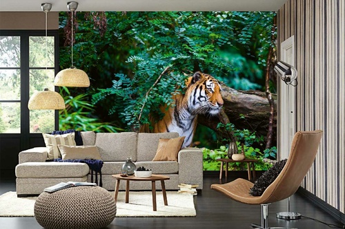 Vlies Fototapete - Tiger im Dschungel 375 x 250 cm